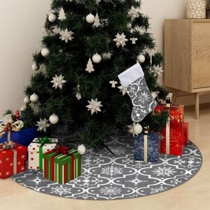 Luxury Christmas Tree Skirt with Sock Grey 150 cm Fabric vidaXL Luxury Christmas Tree Skirt with Sock Grey 150 cm Fabric vidaXL