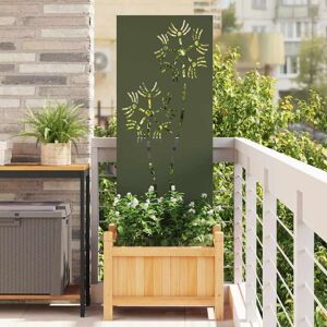 Garden Privacy Screen Olive green 50 x 140 cm Cold-rolled steel vidaXL Garden Privacy Screen Olive green 50 x 140 cm Cold-rolled steel vidaXL