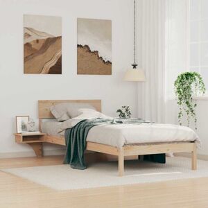 Bed Frame with Bedside Tables Brown Solid pine wood Vidaxl Bed Frame with Bedside Tables Brown Solid pine wood Vidaxl