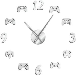 Tlily - Video Game Controllers diy Large Wall Watch Game Decor Modern Design Freamless Giant Wall Clock Game Boys E-Sports Wall Clock Silver Tlily - Video Game Controllers diy Large Wall Watch Game Decor Modern Design Freamless Giant Wall Clock Game Boys E-Sports Wall Clock Silver