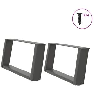 Coffee Table Legs U-Shaped 2 pcs Anthracite 60x(30-31) cm Steel Vidaxl Coffee Table Legs U-Shaped 2 pcs Anthracite 60x(30-31) cm Steel Vidaxl