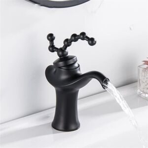 Gotrays - Vintage Brass Basin Faucet European Bathroom Mixer Tap Hot and Cold Water Sink Mixer Taps,Black Gotrays - Vintage Brass Basin Faucet European Bathroom Mixer Tap Hot and Cold Water Sink Mixer Taps,Black