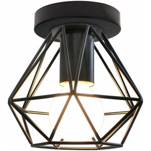 AXHUP Vintage Ceiling Lightight Fitting, Industrial Flush Mount Ø16cm Mini Diamond Ceiling Lamp, Chandelier Fixture with Cage Lampshade for Bedroom Living AXHUP Vintage Ceiling Lightight Fitting, Industrial Flush Mount Ø16cm Mini Diamond Ceiling Lamp, Chandelier Fixture with Cage Lampshade for Bedroom Living