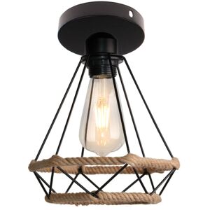 Norcks - Vintage Ceiling Lights Industrial Diamond Ceiling Light Retro Chandelier Hemp Rope E27 Ceiling Light For Hallway Kitchen Bedroom Bar, Black Norcks - Vintage Ceiling Lights Industrial Diamond Ceiling Light Retro Chandelier Hemp Rope E27 Ceiling Light For Hallway Kitchen Bedroom Bar, Black