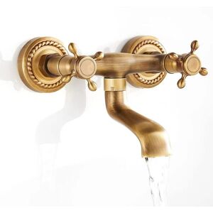 Aiperq - Vintage Copper Wall Mounted Faucet, 180° Rotatable Antique Kitchen Sink with Hot and Cold Water Aiperq - Vintage Copper Wall Mounted Faucet, 180° Rotatable Antique Kitchen Sink with Hot and Cold Water