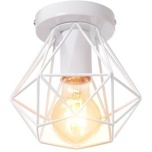 AXHUP Vintage Pendant Lighting Fixture, Industrial Ø16cm Mini Diamond Shape Metal Hanging Ceiling Lamp, Chandelier with White Cage Lampshade for Bedroom AXHUP Vintage Pendant Lighting Fixture, Industrial Ø16cm Mini Diamond Shape Metal Hanging Ceiling Lamp, Chandelier with White Cage Lampshade for Bedroom