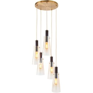 Litecraft - Visconte Atrani Cluster Ceiling Pendant 5 Light with Champagne Shades - Brass, Black Litecraft - Visconte Atrani Cluster Ceiling Pendant 5 Light with Champagne Shades - Brass, Black