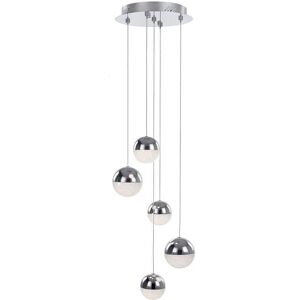 LITECRAFT Visconte Corona Ceiling Pendant Cluster 5 Light with Sparkle Shades - Chrome - Chrome LITECRAFT Visconte Corona Ceiling Pendant Cluster 5 Light with Sparkle Shades - Chrome - Chrome