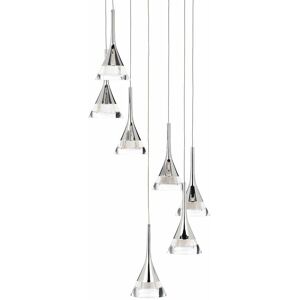 LITECRAFT Visconte Gem Ceiling Pendant led 7 Light With Conical Glass Shade - Chrome - Chrome LITECRAFT Visconte Gem Ceiling Pendant led 7 Light With Conical Glass Shade - Chrome - Chrome