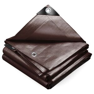 VOUNOT 1.5x6m Tarpaulin Heavy Duty 240 g/m² Waterproof Tarp Brown VOUNOT 1.5x6m Tarpaulin Heavy Duty 240 g/m² Waterproof Tarp Brown