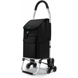 VOUNOT Folding Shopping Trolley on 6 Wheels, Aluminium Lightweight Shopping Cart, 55L, Black VOUNOT Folding Shopping Trolley on 6 Wheels, Aluminium Lightweight Shopping Cart, 55L, Black