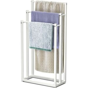VOUNOT Freestanding Towel Rail 3-Tier Metal Towel Stand, White VOUNOT Freestanding Towel Rail 3-Tier Metal Towel Stand, White
