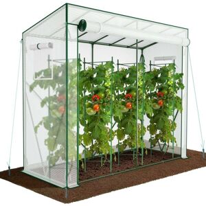 VOUNOT Garden Greenhouse w/Roll-Up Door, 135g/m² PE Cover, 200x77x170cm, White VOUNOT Garden Greenhouse w/Roll-Up Door, 135g/m² PE Cover, 200x77x170cm, White