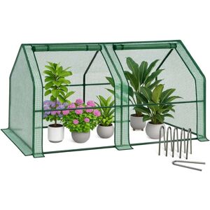 VOUNOT Mini Greenhouse with 2 Zipper Windows, Reinforced PE Cover for Plants, Green VOUNOT Mini Greenhouse with 2 Zipper Windows, Reinforced PE Cover for Plants, Green