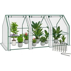 VOUNOT Mini Greenhouse with 3 Zipper Windows, Reinforced PE Cover for Plants, White VOUNOT Mini Greenhouse with 3 Zipper Windows, Reinforced PE Cover for Plants, White