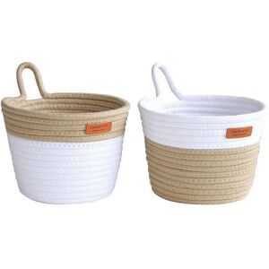 Tlily - Wall Hanging Basket Storage, Cotton Rope Woven Small Baskets with Handle Decor Plant (2 Pack) Tlily - Wall Hanging Basket Storage, Cotton Rope Woven Small Baskets with Handle Decor Plant (2 Pack)