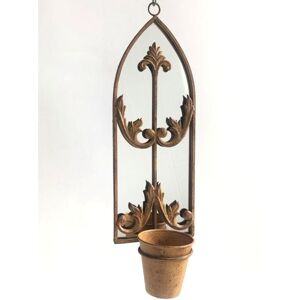 Wall Mirror with Single Planter - Metal - L15 x W20 x H60 cm - Rusty Wall Mirror with Single Planter - Metal - L15 x W20 x H60 cm - Rusty