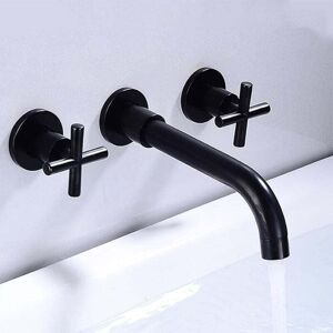 Ymyny - Wall Mounted Bathroom Sink Faucet, Brass, 360° Swivel Spout Basin Faucet, Double Cross Handle Basin Mixer Tap, Hot and Cold Mixer Tap, Black Ymyny - Wall Mounted Bathroom Sink Faucet, Brass, 360° Swivel Spout Basin Faucet, Double Cross Handle Basin Mixer Tap, Hot and Cold Mixer Tap, Black