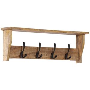 Wall-mounted Coat Rack with 4 Hooks Solid Wood Mango vidaXL Wall-mounted Coat Rack with 4 Hooks Solid Wood Mango vidaXL