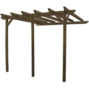 Rutland County Garden Furniture Ltd - Wall Mounted Garden Pergola 3 Posts - Wood - L180 x W480 x H270 cm - Rustic Brown Rutland County Garden Furniture Ltd - Wall Mounted Garden Pergola 3 Posts - Wood - L180 x W480 x H270 cm - Rustic Brown