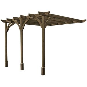 RUTLAND COUNTY GARDEN FURNITURE LTD Wall Mounted Premium Pergola 3 Posts - Wood - L180 x W720 x H270 cm - Rustic Brown RUTLAND COUNTY GARDEN FURNITURE LTD Wall Mounted Premium Pergola 3 Posts - Wood - L180 x W720 x H270 cm - Rustic Brown