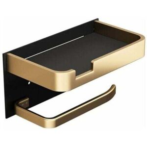 TOOLIVE Wall Mounted Toilet Paper Holder with Phone Holder, Modern Viscose Toilet Roll Holder, Black Gold Bathroom Toilet Paper Holder TOOLIVE Wall Mounted Toilet Paper Holder with Phone Holder, Modern Viscose Toilet Roll Holder, Black Gold Bathroom Toilet Paper Holder