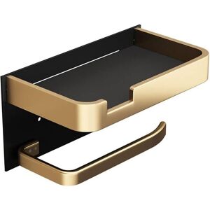 MEMKEY Wall Mounted Toilet Paper Holder with Phone Shelf, Modern Self Adhesive Toilet Paper Roll Holder, Gold Black Toilet Paper Holder for Bathroom MEMKEY Wall Mounted Toilet Paper Holder with Phone Shelf, Modern Self Adhesive Toilet Paper Roll Holder, Gold Black Toilet Paper Holder for Bathroom