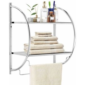 Costway - Wall Mounted Towel Rack 2 Tiers Curved Display Organiser Shelving Unit Home Costway - Wall Mounted Towel Rack 2 Tiers Curved Display Organiser Shelving Unit Home