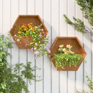 Wall Planters 2 pcs Rusty Corten Steel 46x10x40 cm Vidaxl Wall Planters 2 pcs Rusty Corten Steel 46x10x40 cm Vidaxl