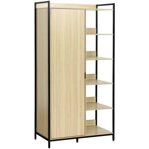 Sweeek - Black dressing module with 1 wardrobe, 6 shelves and 1 door, w 100 x d 48 x h 190 cm Sweeek - Black dressing module with 1 wardrobe, 6 shelves and 1 door, w 100 x d 48 x h 190 cm