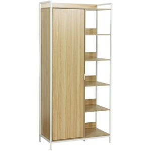 Sweeek - White dressing module with 1 wardrobe, 6 shelves and 1 door, l 100 x d 48 x h 190 cm Sweeek - White dressing module with 1 wardrobe, 6 shelves and 1 door, l 100 x d 48 x h 190 cm