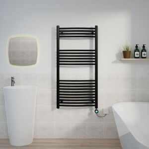 Warmehaus - Curved Towel Rail Thermostatic Timer Black 1200x600mm 600W Warmehaus - Curved Towel Rail Thermostatic Timer Black 1200x600mm 600W