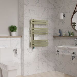 Warmehaus - Electric Thermostatic Towel Rail d Tube 800x600mm Brushed Brass Warmehaus - Electric Thermostatic Towel Rail d Tube 800x600mm Brushed Brass