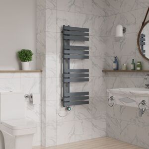 Warmehaus - Electric Thermostatic Towel Rail d Tube 1200x450mm Sand Grey Warmehaus - Electric Thermostatic Towel Rail d Tube 1200x450mm Sand Grey