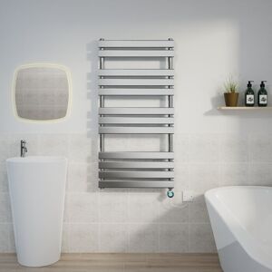 Warmehaus - Flat Electric Towel Rail Thermostatic Timer Chrome 1200x600mm Warmehaus - Flat Electric Towel Rail Thermostatic Timer Chrome 1200x600mm