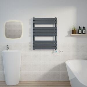 Warmehaus - Flat Electric Towel Rail Thermostatic Timer Grey/Chrome 800x600mm Warmehaus - Flat Electric Towel Rail Thermostatic Timer Grey/Chrome 800x600mm