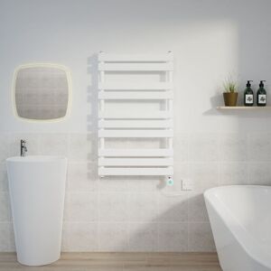 Warmehaus - Flat Electric Towel Rail Thermostatic Timer White 1000x600mm Warmehaus - Flat Electric Towel Rail Thermostatic Timer White 1000x600mm
