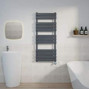 Warmehaus - Flat Electric Towel Rail Thermostatic Timer Grey/Chrome 1200x500 Warmehaus - Flat Electric Towel Rail Thermostatic Timer Grey/Chrome 1200x500