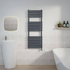 Warmehaus - Flat Electric Towel Rail Thermostatic Timer Grey 1200x450mm Warmehaus - Flat Electric Towel Rail Thermostatic Timer Grey 1200x450mm