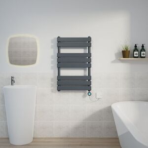 Warmehaus - Flat Electric Towel Rail Thermostatic Timer Grey 800x500mm Warmehaus - Flat Electric Towel Rail Thermostatic Timer Grey 800x500mm