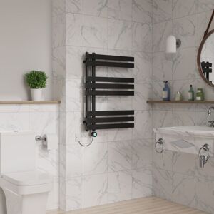 WARMEHAUS WiFi Electric Towel Rail Timer D Tube 800x600mm Black WARMEHAUS WiFi Electric Towel Rail Timer D Tube 800x600mm Black