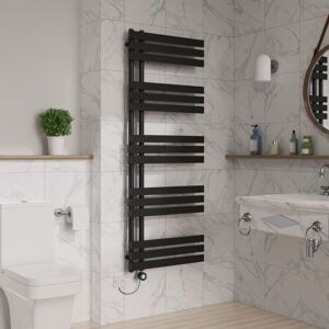 WARMEHAUS WiFi Electric Towel Rail Timer D Tube 1600x600mm Black WARMEHAUS WiFi Electric Towel Rail Timer D Tube 1600x600mm Black