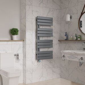 Warmehaus - WiFi Thermostatic Electric Towel Rail Flat 1126x500mm Gunmetal Warmehaus - WiFi Thermostatic Electric Towel Rail Flat 1126x500mm Gunmetal