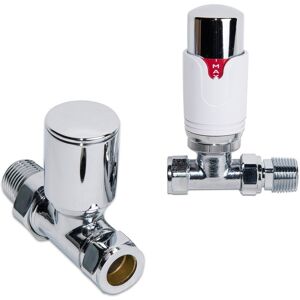 Thermostatic Radiator Valve Pack Straight White Chrome - Warmehaus Thermostatic Radiator Valve Pack Straight White Chrome - Warmehaus