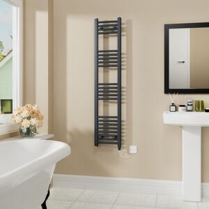 Warmehaus - Electric Curved Bathroom Radiator Anthracite 1400x300mm Warmehaus - Electric Curved Bathroom Radiator Anthracite 1400x300mm