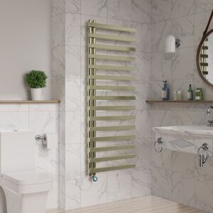 Warmehaus - 1600x600mm Electric Thermostatic Towel Rail Timer Brushed Brass Warmehaus - 1600x600mm Electric Thermostatic Towel Rail Timer Brushed Brass