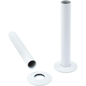 Pair of 180mm Radiator Pipes and Pipe Collars 15mm White - Warmehaus Pair of 180mm Radiator Pipes and Pipe Collars 15mm White - Warmehaus