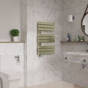 Warmehaus - Electric Towel Rail Flat Thermostatic Brushed Brass 824x500 Warmehaus - Electric Towel Rail Flat Thermostatic Brushed Brass 824x500