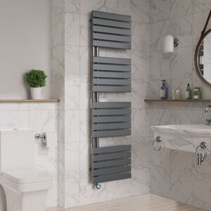 Warmehaus - Electric Towel Rail Flat Thermostatic Gunmetal 1800x500mm Warmehaus - Electric Towel Rail Flat Thermostatic Gunmetal 1800x500mm