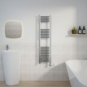 WARMEHAUS Thermostatic Towel Rail Straight Timer Chrome 1200x300mm WARMEHAUS Thermostatic Towel Rail Straight Timer Chrome 1200x300mm